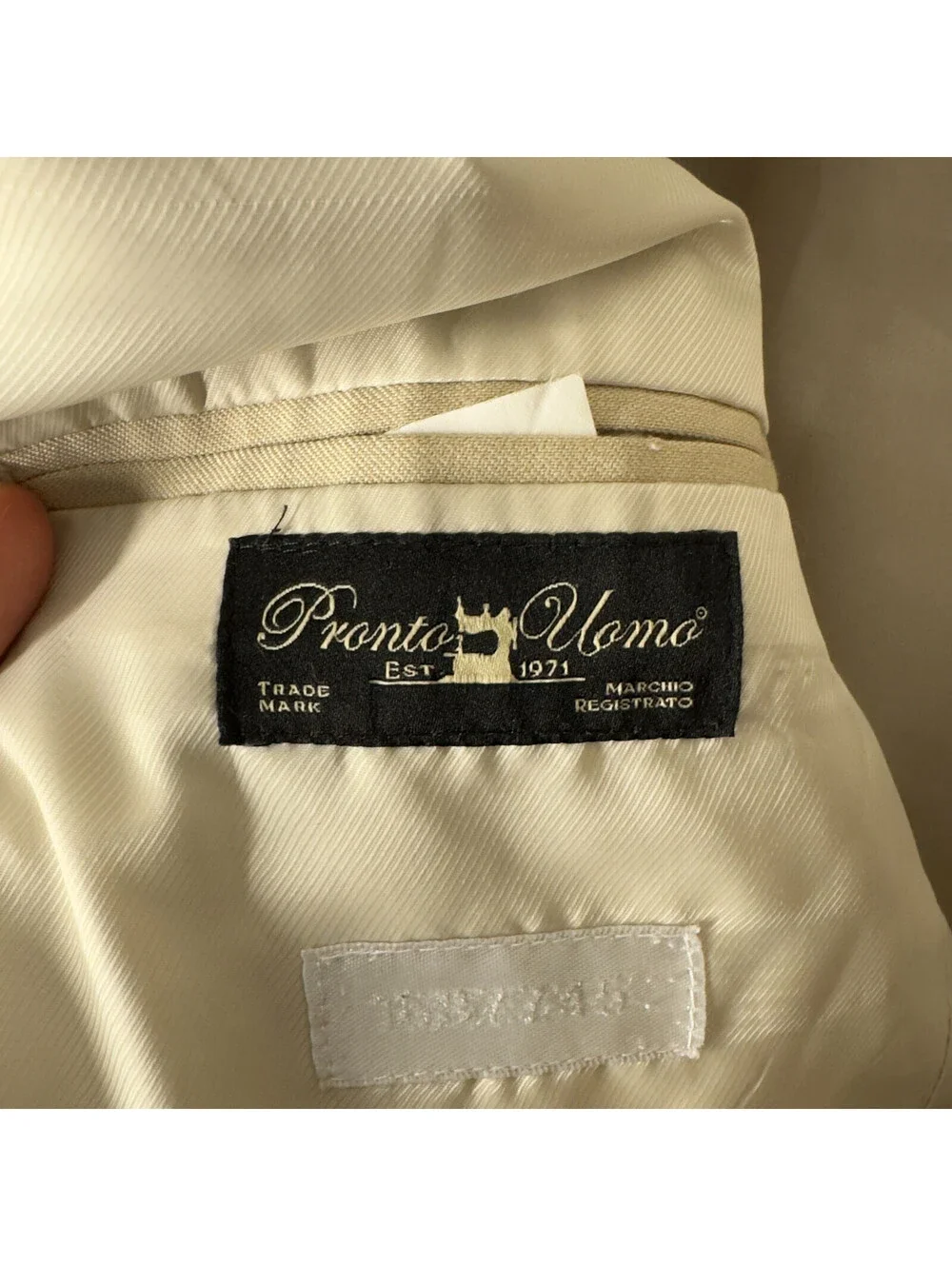 Pronto Uomo Blazer Men 44 Beige Button Up Collared Long Sleeve Wool Pockets